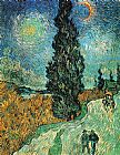 Vincent van Gogh Road with Cypress and Star painting